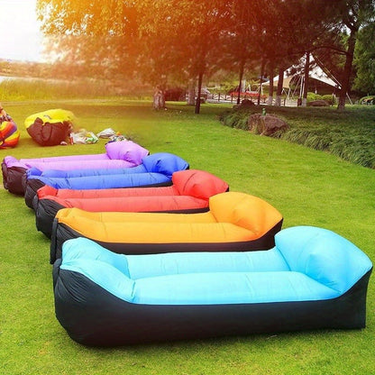 Two-Tone Inflatable Air Lounger with Storage Bag in Red, Blue or Purple with Black Base Options