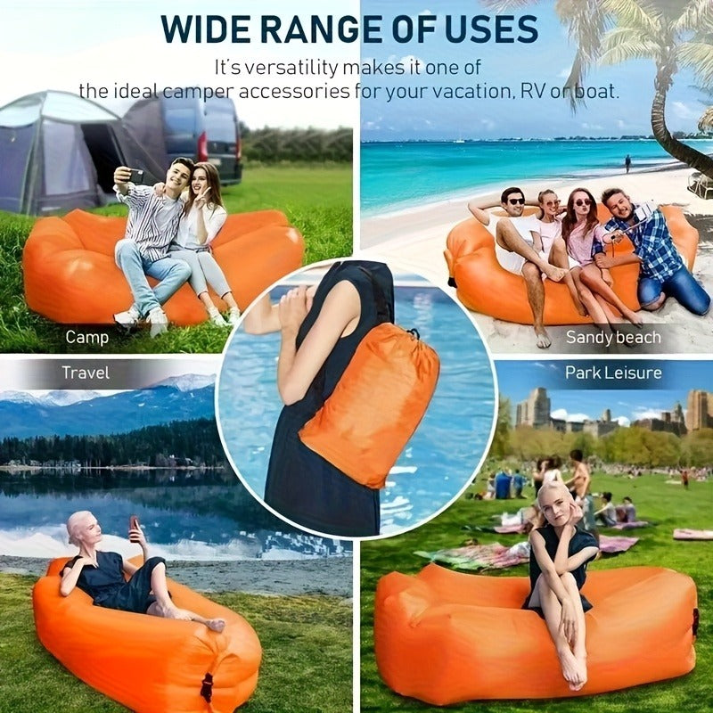 Inflatable Air Sofa Outdoor Camping Lounger 440LB Heavy Duty Quick Inflate Portable Lazy Bag Sofa Bed with Carry Bag Lightweight Compact
