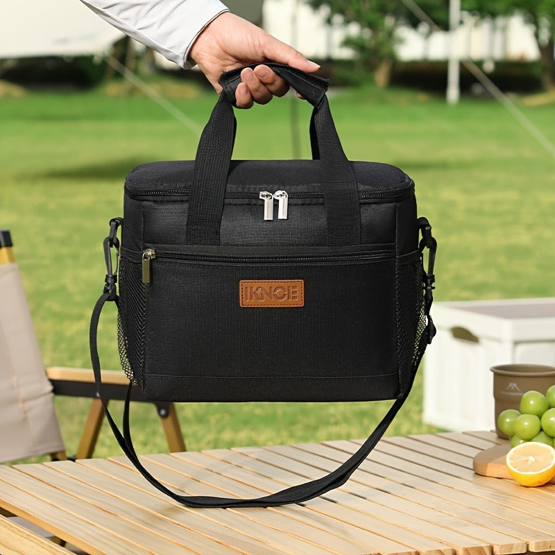 Structured Lunch Tote with Shoulder Strap in Black, Green, Big Flower or Daisy Pattern Options