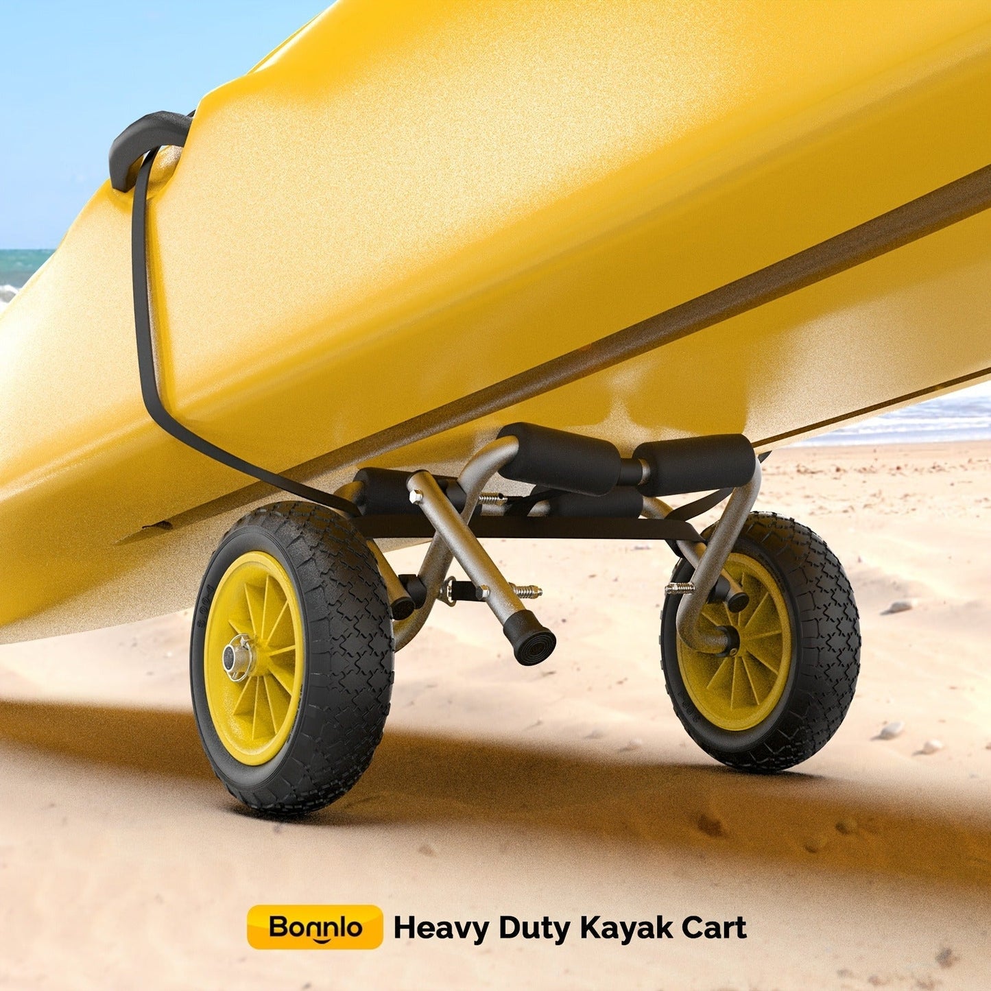 Kayak Cart Trolley Carrier Dolly, Canoe Paddle Board Boat Transport with 10-Inch Solid Wheels