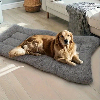 Rectangular Plush Dog Sofa Bed with Raised Bolsters, Gray L Checkout Option and Two-Surface Presentation