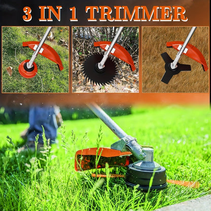 Gas String Trimmer 3-in-1, 36CC/48CC/52CC 2-Stroke Brush Cutter & Weed Wacker with String Head, 3T Blade & 40T Circular Blade