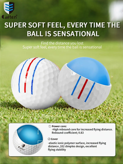Golf Balls 6pcs Long Distance High Speed with 360-Degree Aiming Line Add 40+ Yards Distance Durable Performance Golf Ball Set for Men Women