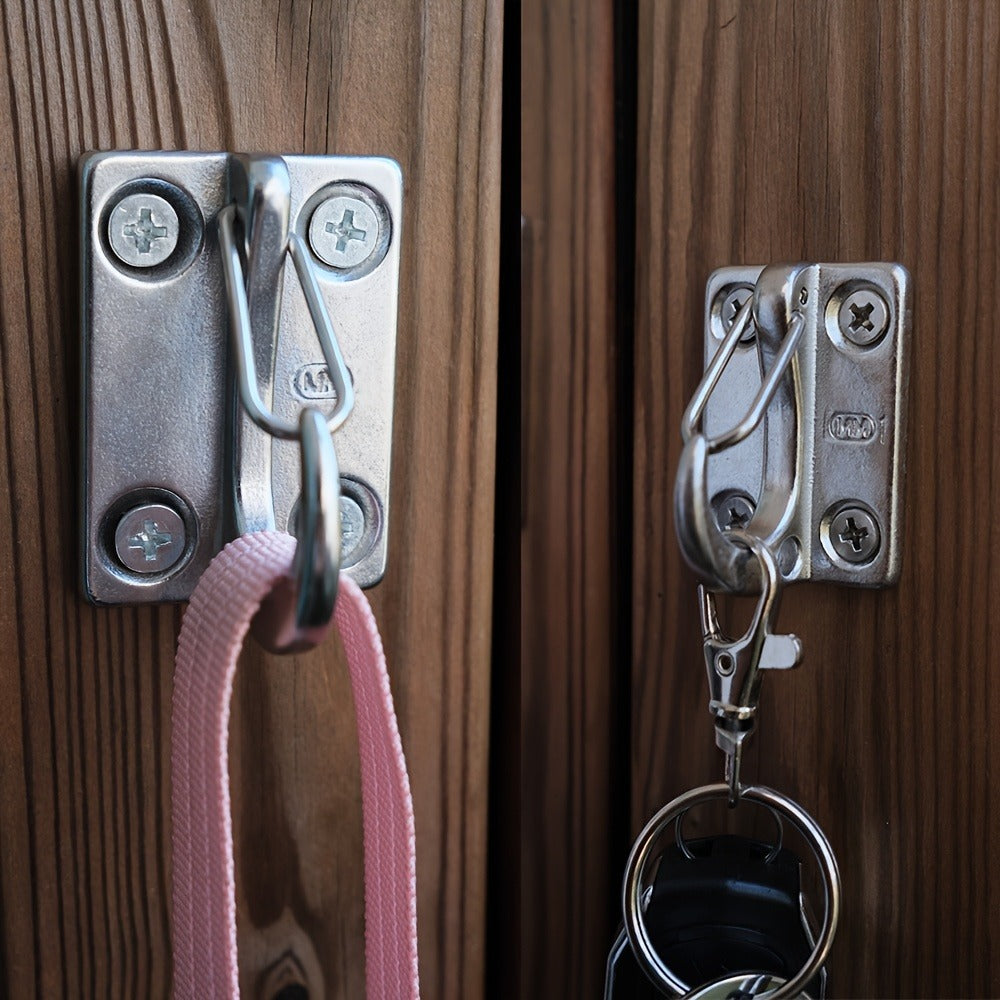 Heavy Duty Dog Tie Out Wall Hooks Set of 2 – Metal Wall-Mounted Leash Anchor with Dual Switchable Hooks, Scratch-Resistant for Walls