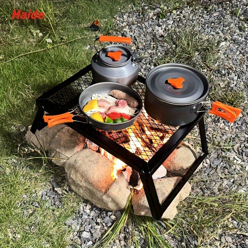 Portable Camping Bonfire Grill with Storage Bag – Heavy Duty Iron Barbecue Rack for Outdoor Picnic, RV Party & Firewood Heating