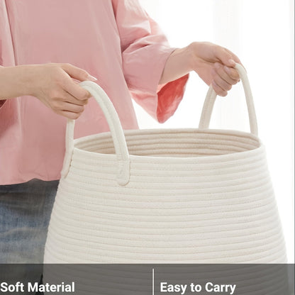 Laundry Basket Foldable Boho Hamper 22" Tall Oval Fabric with Long Handles Decorative Tassels Bedroom Bathroom Closet Storage
