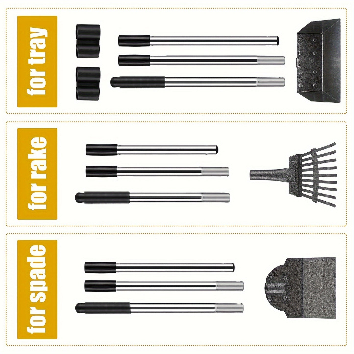 Dog Pooper Scooper Set – Stainless Steel Tray & Rake with Adjustable Long Handle, Rust-Proof Durable Pet Waste Removal Tool, Easy to Clean