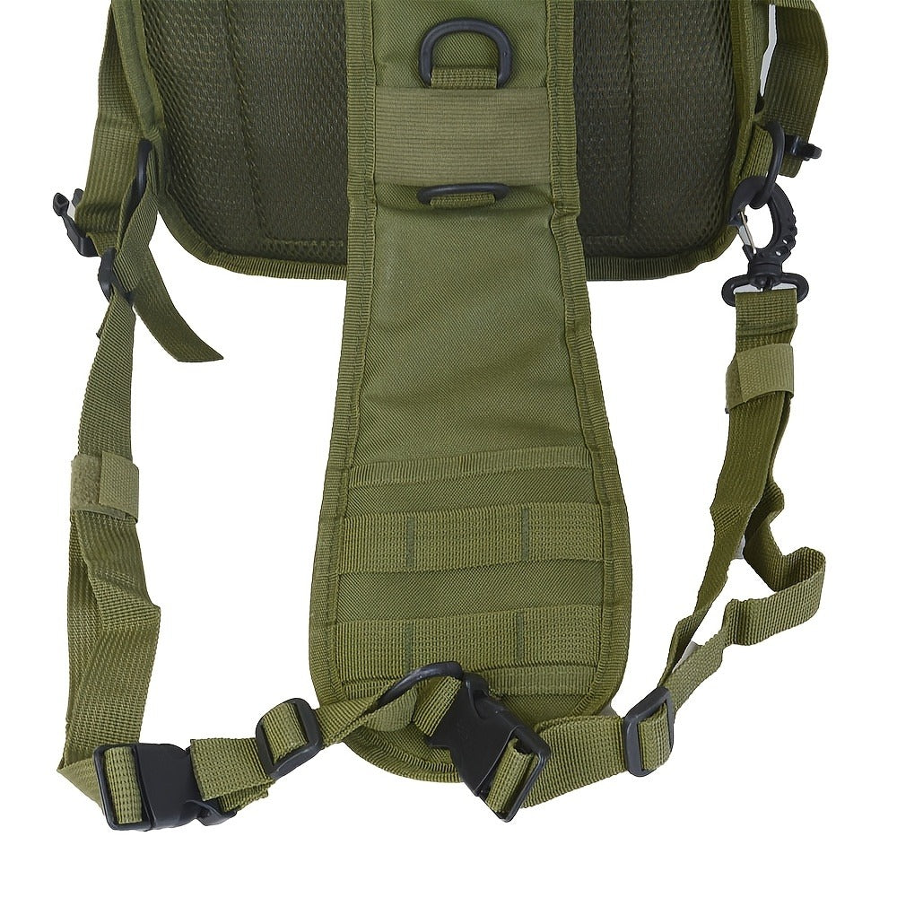 Multi-Pocket Tactical Chest Sling Bag with Adjustable Shoulder Strap in Black, Fern Green or Khaki