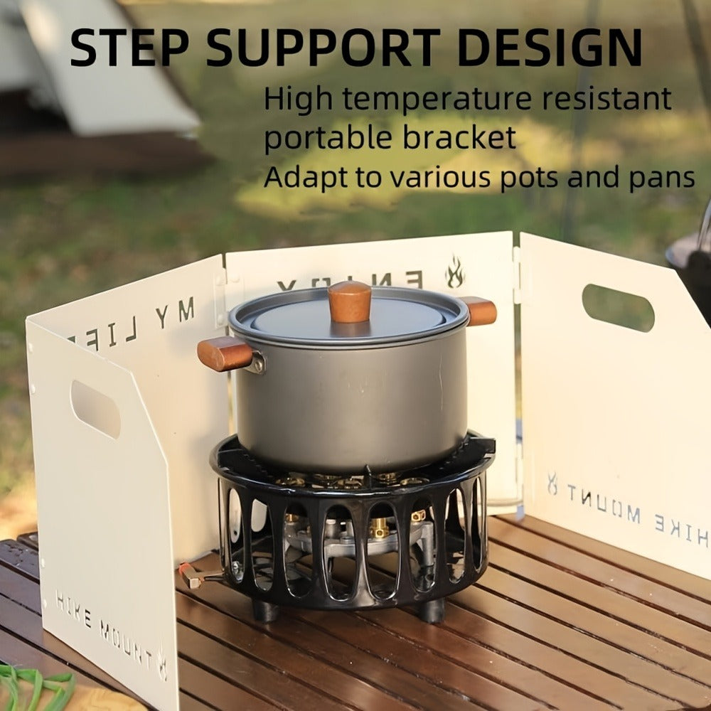 Windproof Camp Stove 21000W Collapsible, Seven Star Camping Gas Stove with Piezo Igniter & Fuel Canister Adapter