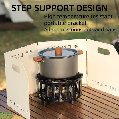 Windproof Camp Stove 21000W Collapsible, Seven Star Camping Gas Stove with Piezo Igniter & Fuel Canister Adapter