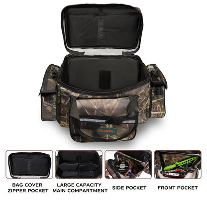 Fishing Tackle Bag Camo Durable Nylon Shoulder Carry Zipper Fishing Gear Storage Bag for Hiking Travel Outdoor Fishing Camouflage