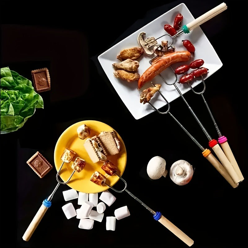 Marshmallow Roasting Sticks 12-Pack Extendable Stainless Steel + Bag, for Grilling, Camping and Outdoor Meals