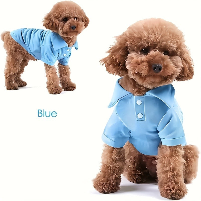 Dog Polo Shirt 6-Pack Collared T-Shirt Breathable Pullover – 100% Polyester All-Season Pet Outfit for Small Medium Dogs & Cats