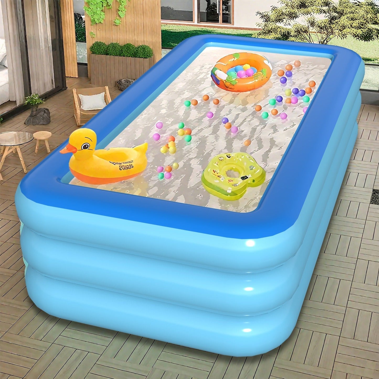 Inflatable Pool XL Extra Large Backyard Swimming Pool 3-Chamber Thick PVC Family Pool for Adults Kids Summer Outdoor Fun Multiple Sizes