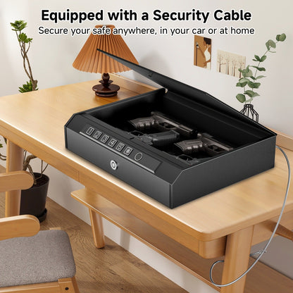 Biometric Gun Safe Fingerprint Digital PIN & Key Unlock 3-Way Access Internal Light Silent Mode Emergency Power Supply Gun Lock Box for Home