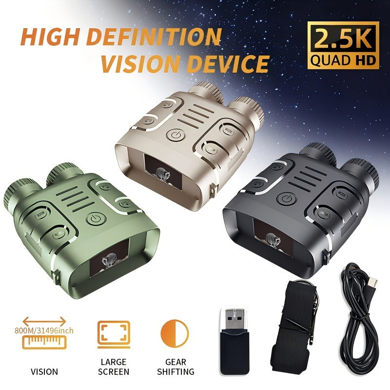 Compact Digital Night Vision Binoculars in Green, Black or Yellow with 2.4-Inch Screen, 10X Zoom and Seven IR Levels