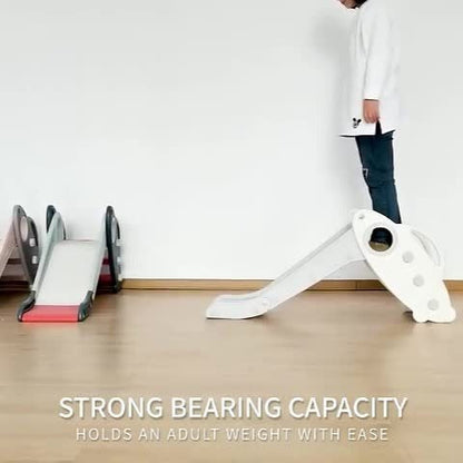 Foldable Toddler Slide for Indoor & Outdoor – Non-Slip Steps, Safe Handrail, Anti-Slip Mat, Extra-Long Buffer Slide