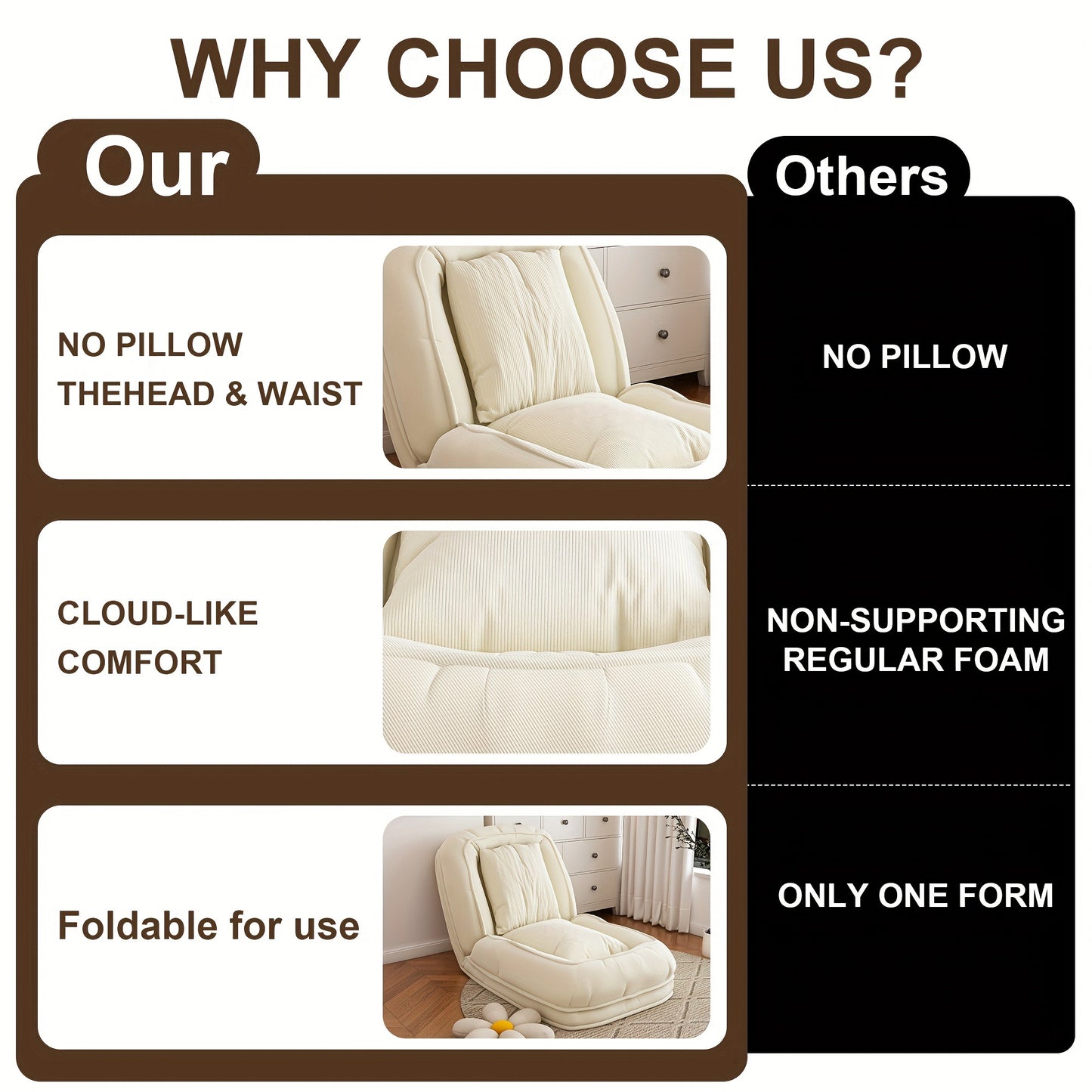 Human Dog Bed for Adults & Pets – Foldable Lazy Sofa Bed with 5 Adjustable Positions, High-Resilience Sponge, Breathable Corduroy