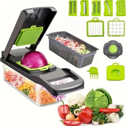 14-in-1 Vegetable Chopper and Grater with Clear Collector, Egg Separator and Upgraded Grater Checkout Option