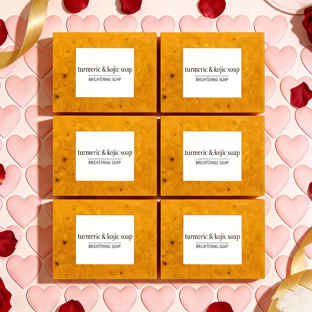 Turmeric Kojic Acid Brightening Soap Handmade Lemon Cold Process Deep Cleansing Hydrating Bar for Face & Body All Skin Types