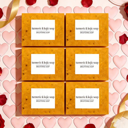 Turmeric Kojic Acid Brightening Soap Handmade Lemon Cold Process Deep Cleansing Hydrating Bar for Face & Body All Skin Types
