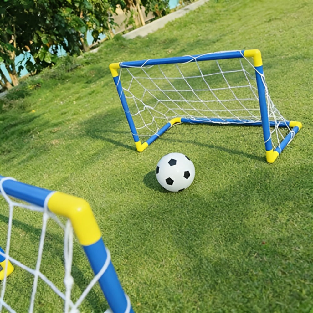 Kids Youth Football Goal Set, 2pcs Portable Easy-Assemble Soccer Goals for Indoor & Outdoor Play