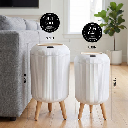 Trash Can Touchless Motion Sensor Garbage Can with Lid 2-Pack 2.64 Gal & 3.17 Gal Smart for Home Cooking, Dining and Outdoor Meals