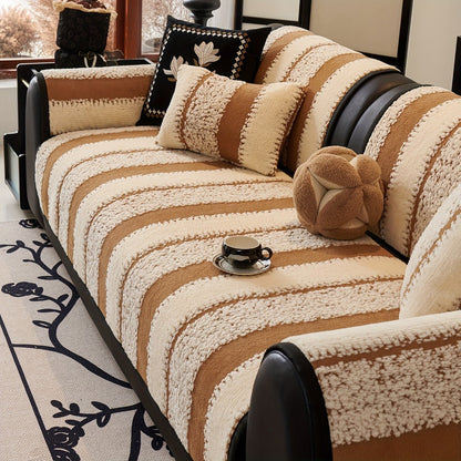 Sofa Cover, Thick Plush Jacquard Couch Pad in Four Colors with Loveseat and Extra-Large Sizes