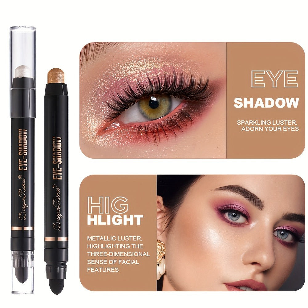 Shimmer Eyeshadow Stick Set 12 Pcs Double-Ended Glitter Cream Eye Shadow Pencil Waterproof, for Makeup, Travel and Everyday Vanity Use
