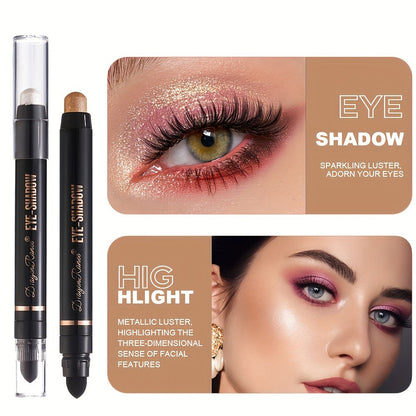 Shimmer Eyeshadow Stick Set 12 Pcs Double-Ended Glitter Cream Eye Shadow Pencil Waterproof, for Makeup, Travel and Everyday Vanity Use
