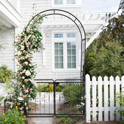 Wrought Iron Garden Arch 7ft Rose Trellis Multi-Style for Garden, Patio and Yard Use, with the Listed Configuration