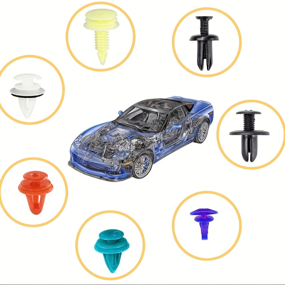 Car Body Fasteners Kit – Snap Rivets, Wing Expansion Screws & Willow Nails, Universal Automotive Retainer Clips for Car Body Panels