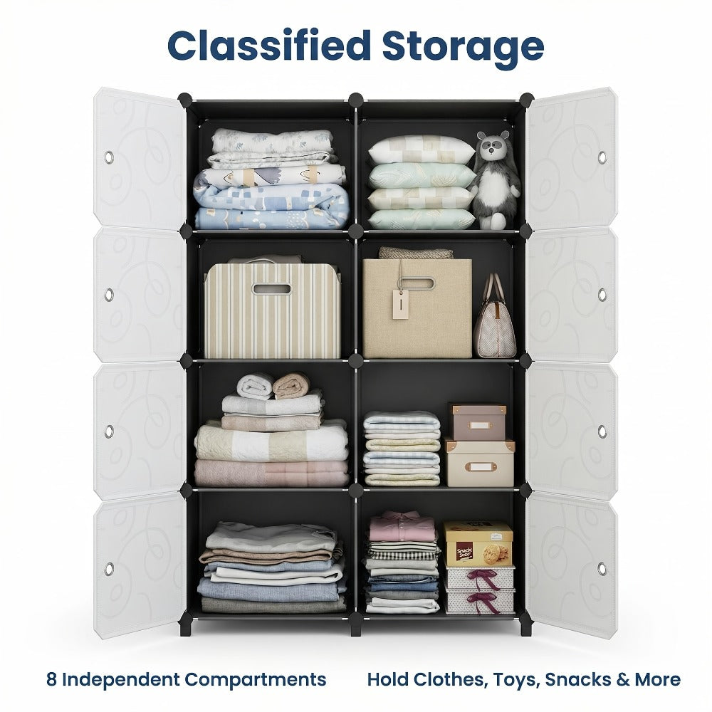 Storage Cabinet Modular Magnetic-Door Organizer with Three or Four Tiers and Two Capacity Options