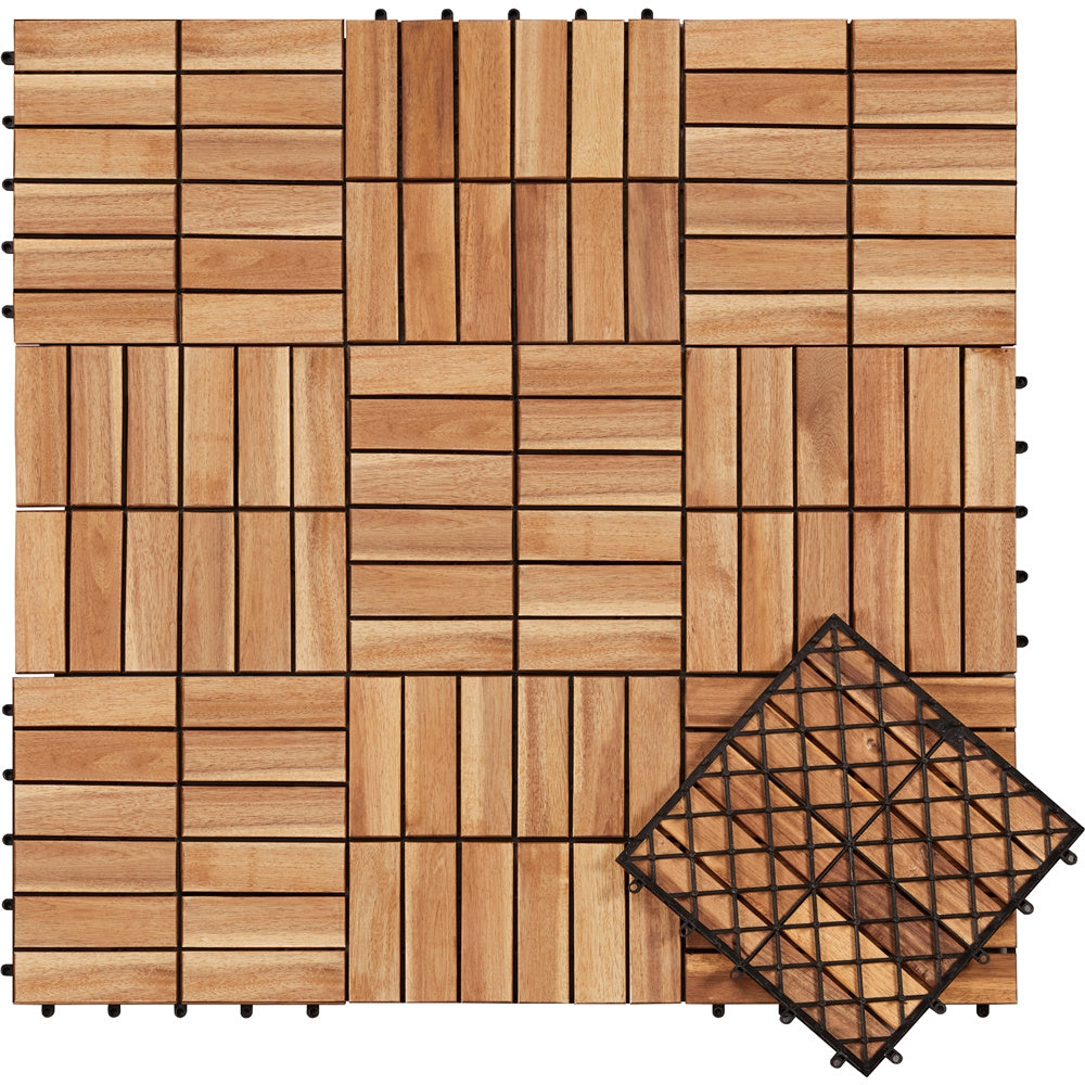 Wood-Look Interlocking Deck Tiles in 10- or 27-Piece Packs with Natural, Brown or Black Options