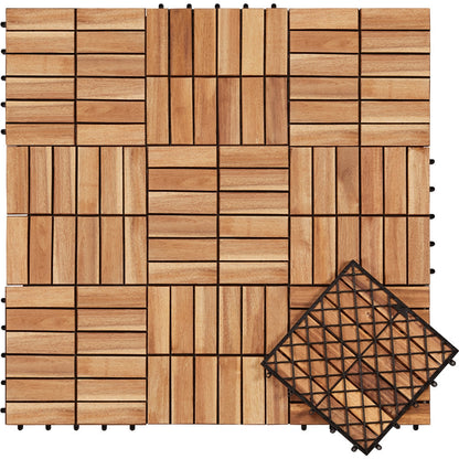 Wood-Look Interlocking Deck Tiles in 10- or 27-Piece Packs with Natural, Brown or Black Options