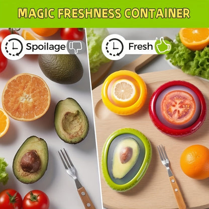 Food Storage Containers Six- or Eight-Piece Silicone Produce Saver Set for Refrigerator Organization