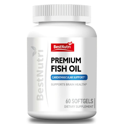 Omega-3 Fish Oil 2000mg Softgels with EPA & DHA, Cold-Extracted CGMP, Brain Vitality Heart Health Anti-Inflammatory Support