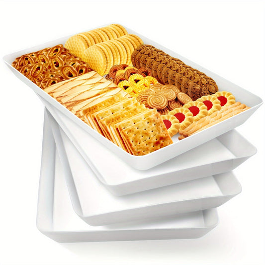Serving Tray Set of 4, Reusable Plastic Platters for Fruit, Cookies, Dessert & Snacks, Kitchen Party Organizer