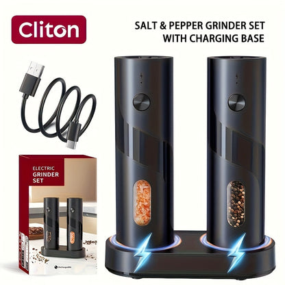 Electric Salt and Pepper Grinder Set with LED Light, Rechargeable Salt Pepper Mill, Adjustable Coarseness 3.72oz Large