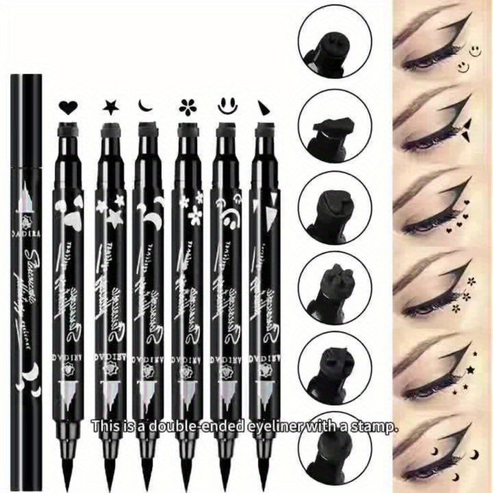 Waterproof Eyeliner Pen Set 6pcs Double-Ended Liquid Eyeliner Kit, Smudge-Proof, Oil-Proof, Precision Eye Liner Pencil for Women