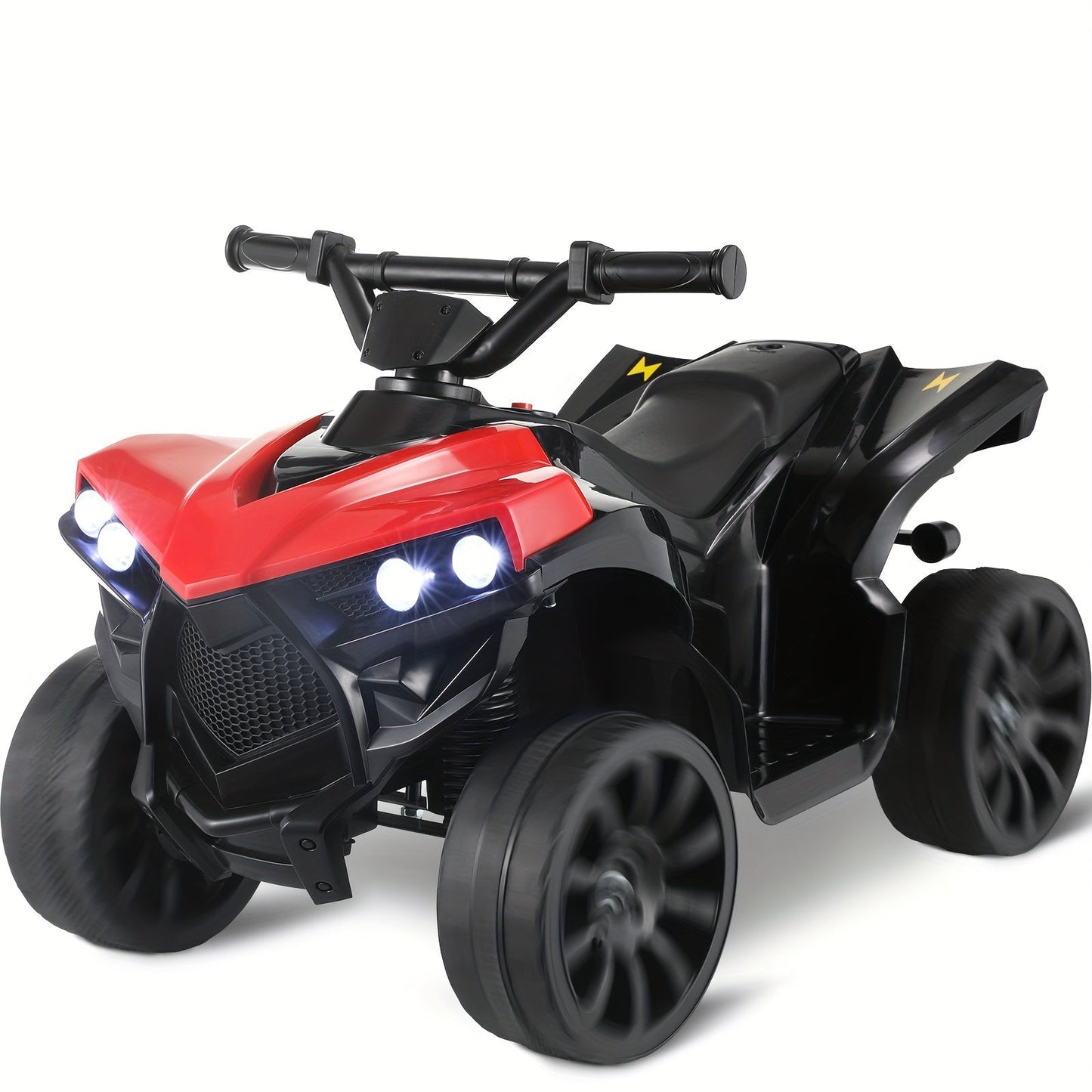 Kids Electric Ride-On ATV 4-Wheeler Quad with LED Headlights Foot Pedal Accelerator Anti-Slip Tires 55 lbs Capacity Outdoor Birthday Gift