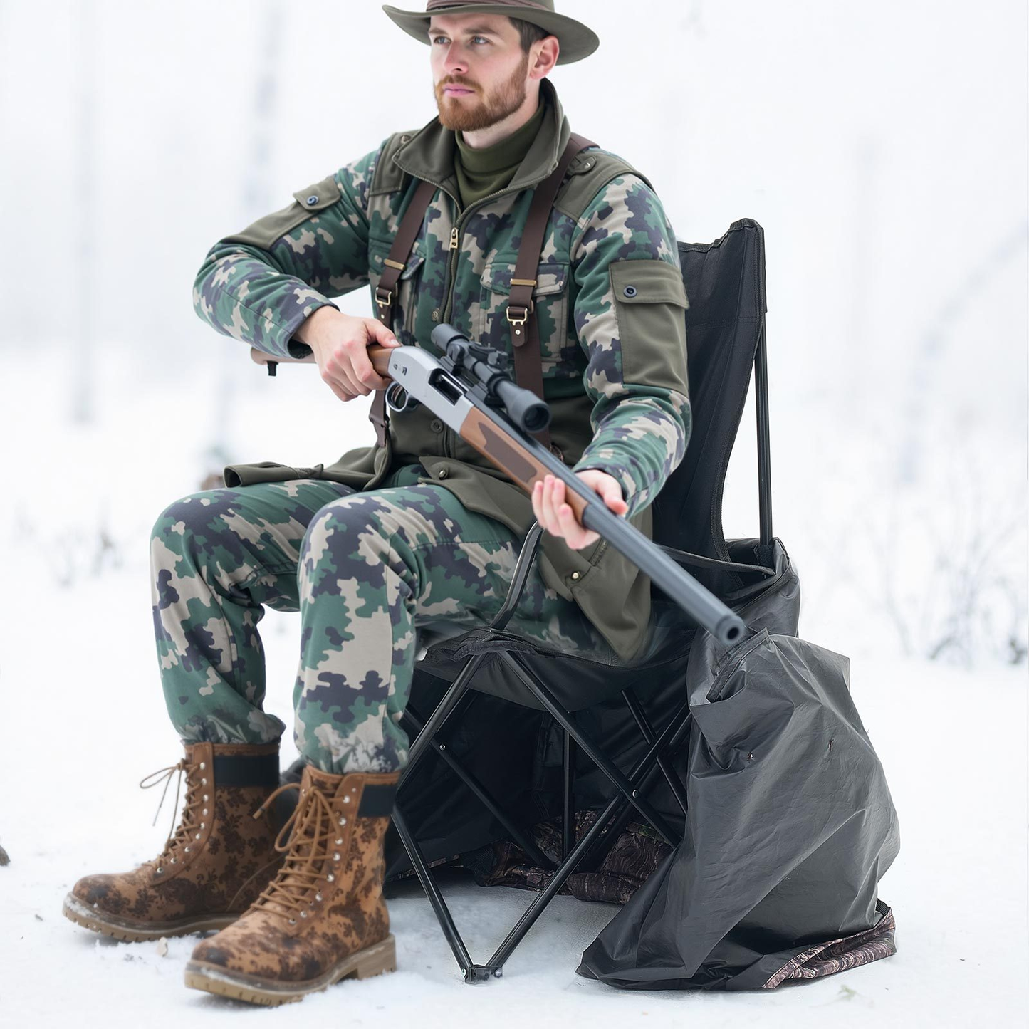Hunting Blind Ground Blind for Deer Duck Turkey Hunting Single Person Pop Up Blind with Carrying Bag 44x36x53 In Camouflage Waterproof 150D