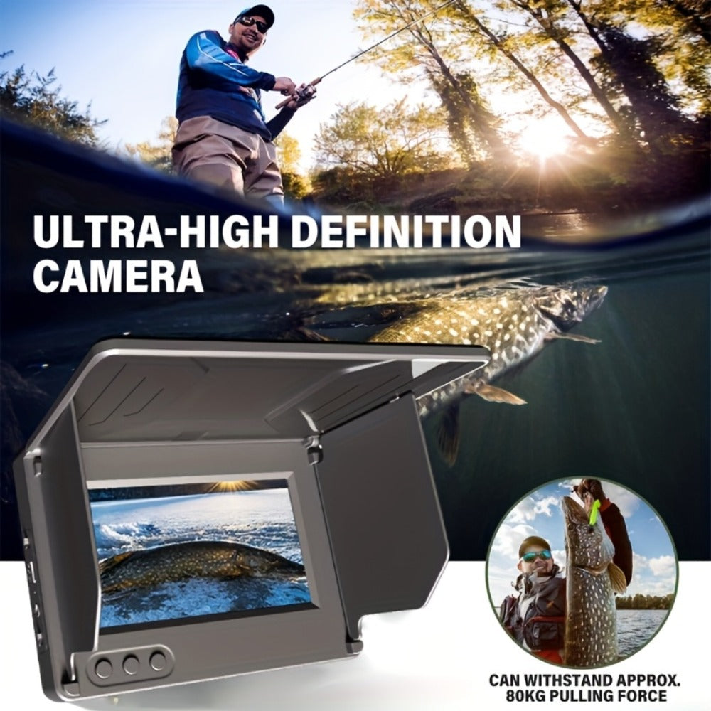 Underwater Fishing Camera 4.3-Inch HD Display with Night Vision & Triple Light Shielding, Portable Fish Finder with Bait Monitor