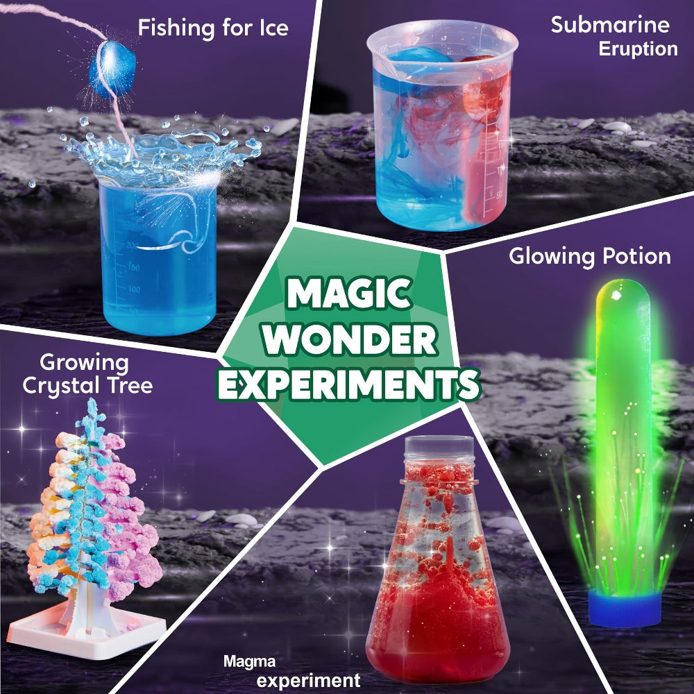 STEM Science Kit for Kids 50+ Experiments, Crystal Tree Growing Kit, Lava Lamp, Volcano Chemistry Set