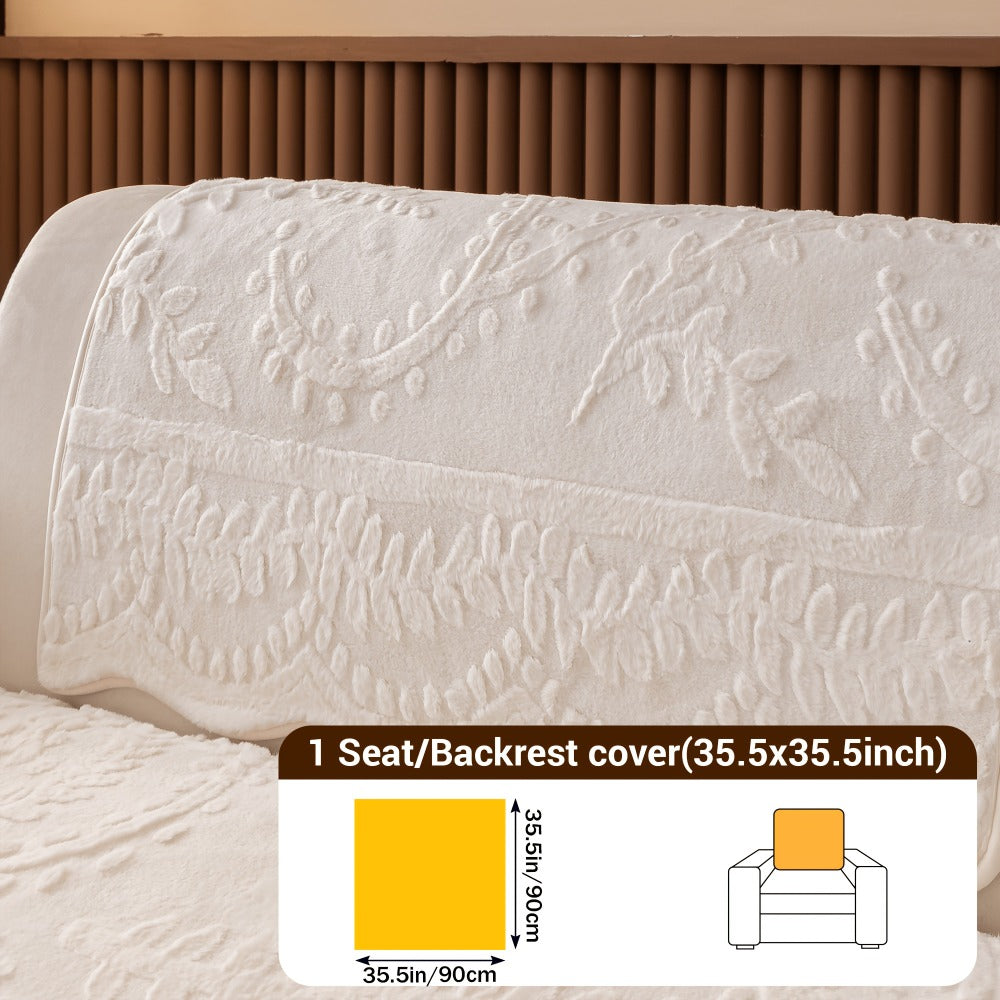 Sofa Cover Quilted Plush-Texture Panels in 35.5-Inch Width for 1 to 4 Seats, Backrest or Armrest