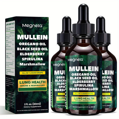 Mullein Leaf Liquid Drops for Lung Health & Respiratory Support, Natural Herbal Formula for Breathing Comfort