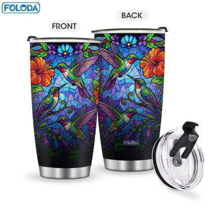 Hummingbird Flower Vacuum Insulated Travel Tumbler 20oz – Gift for Mom Grandma Sister Daughter Birthday Valentine's Day