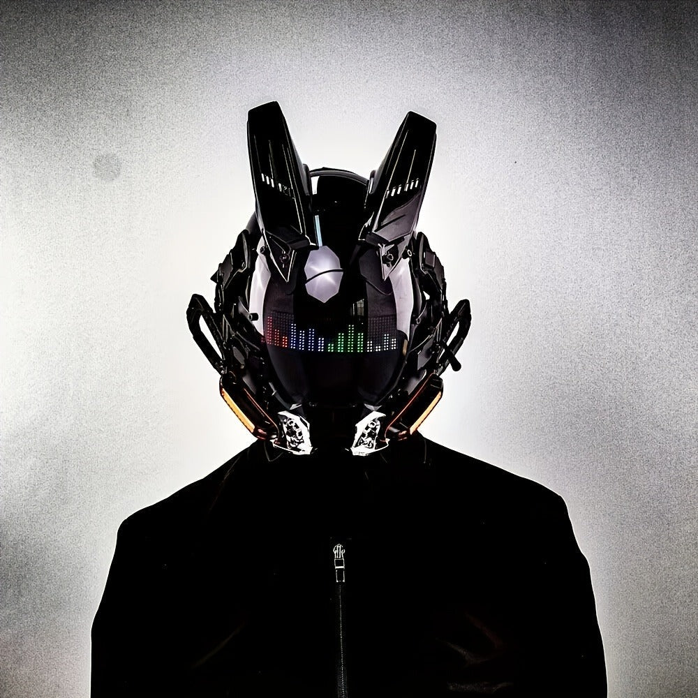 LED Wireless Cyberpunk Mask Light Up, Remote Control Sci-Fi Face Mask for Halloween, Bar Club Rave Party