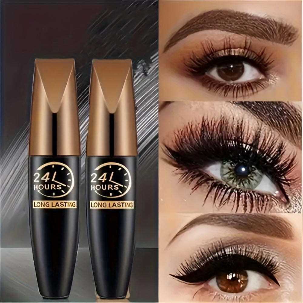 8D Fiber Mascara Set 2 Pcs Volumizing Lengthening Smudge-Proof Waterproof Lash Extension, for Makeup, Travel and Everyday Vanity Use