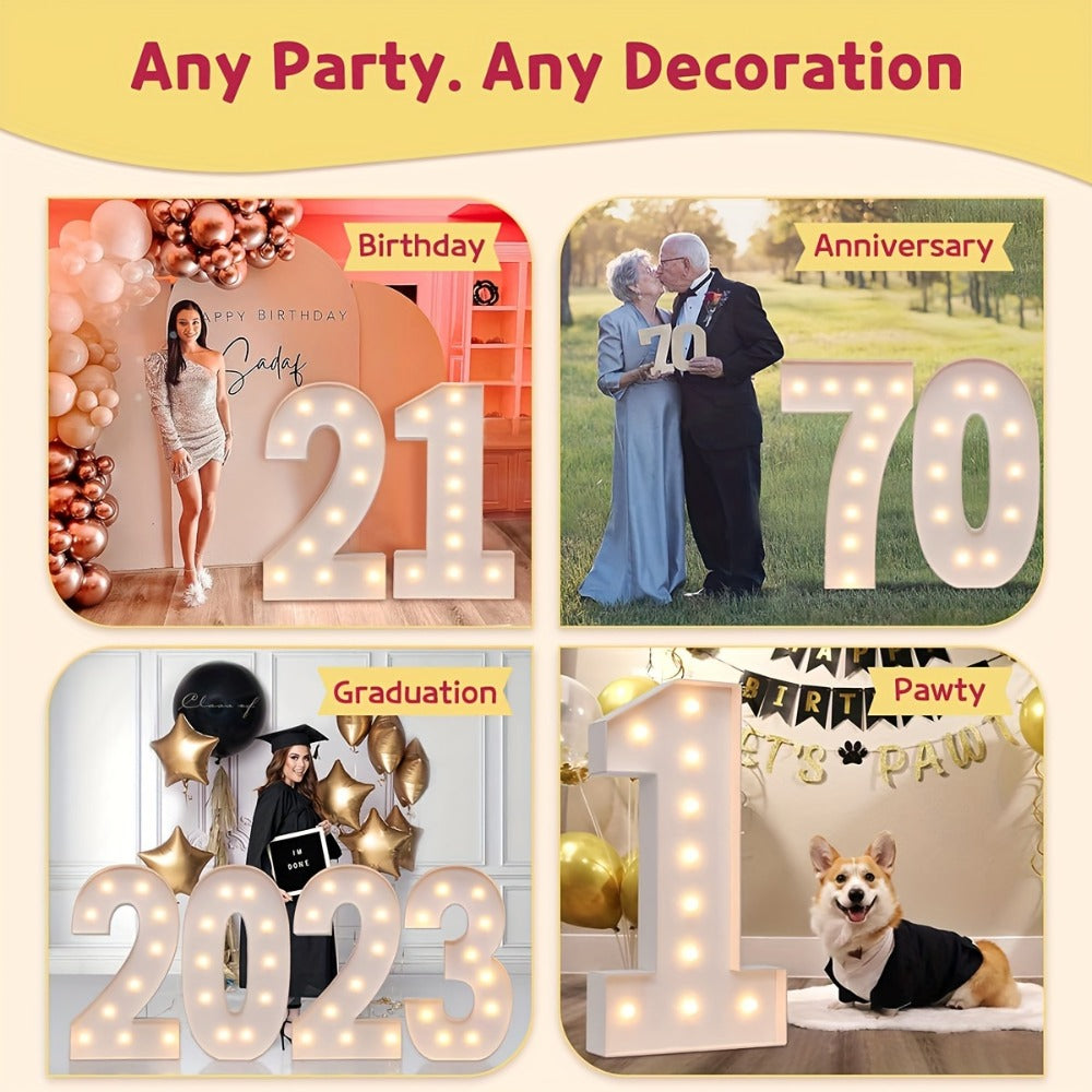28.7-Inch Warm White LED Numeral Party Display in Paper and PS Foam Board with Seven Model Options